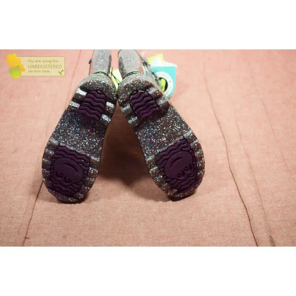Western Chief Toddler Abby Glitter Lighted Purple Rain Boots Size 8